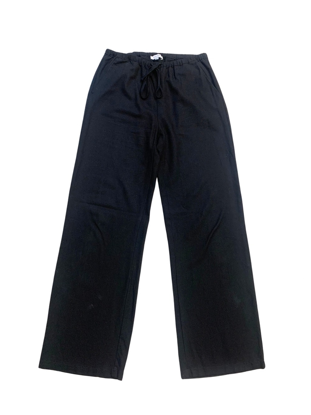 Black Linen Blend Drawstring Pants Euro Summer Minimal Capsule Classic Casual